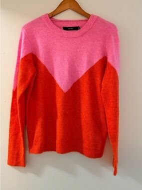 Vero Moda Colorblock Sweater – Pink & Orange – Size L